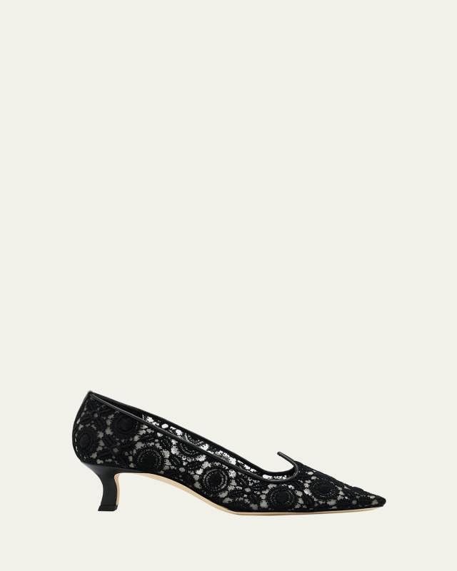 Euridi Floral Lace Kitten-Heel Pumps